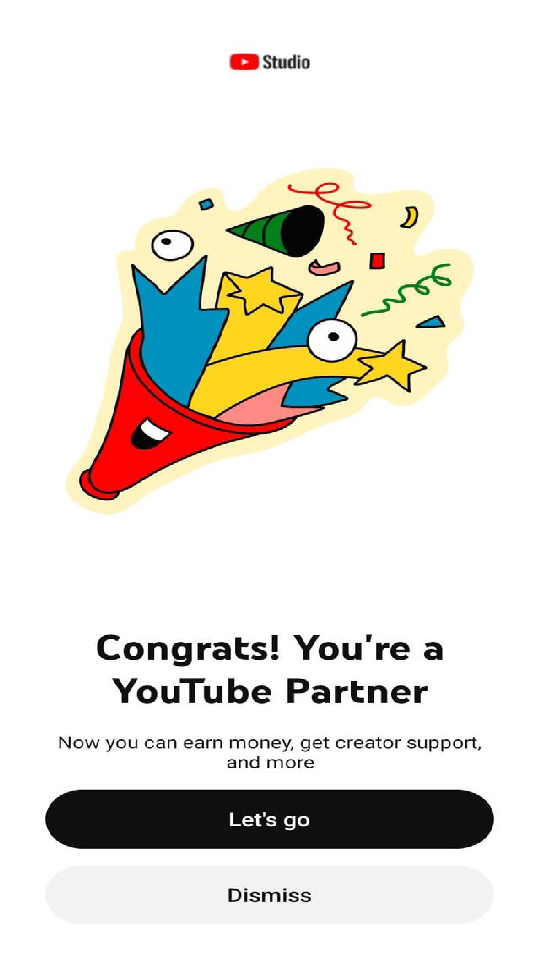 YouTube Partner confirmation